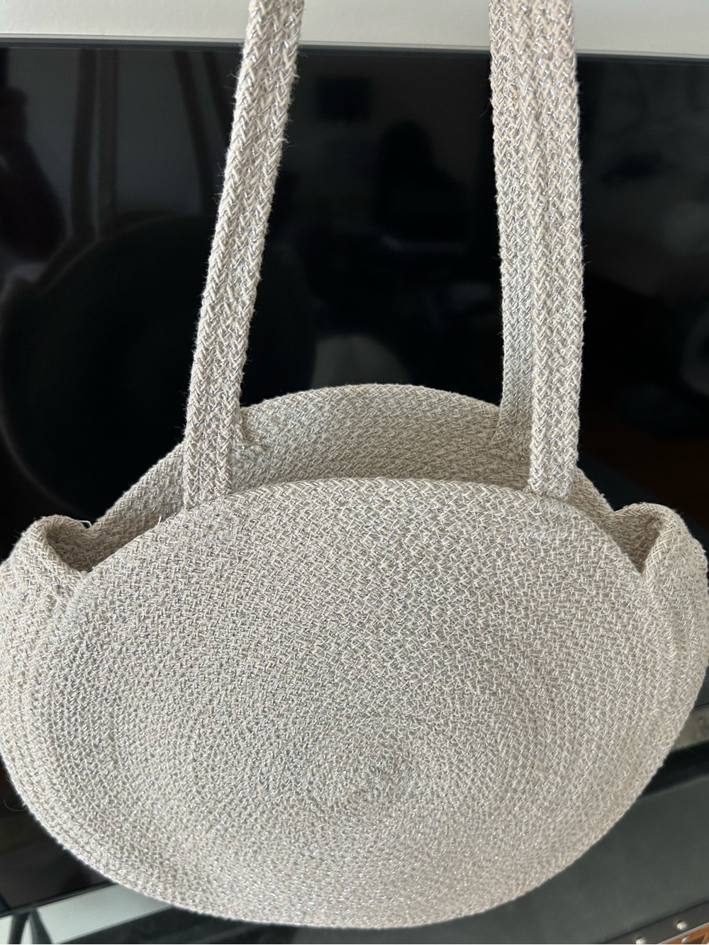 Woven Round Shoulder Bag - Cream